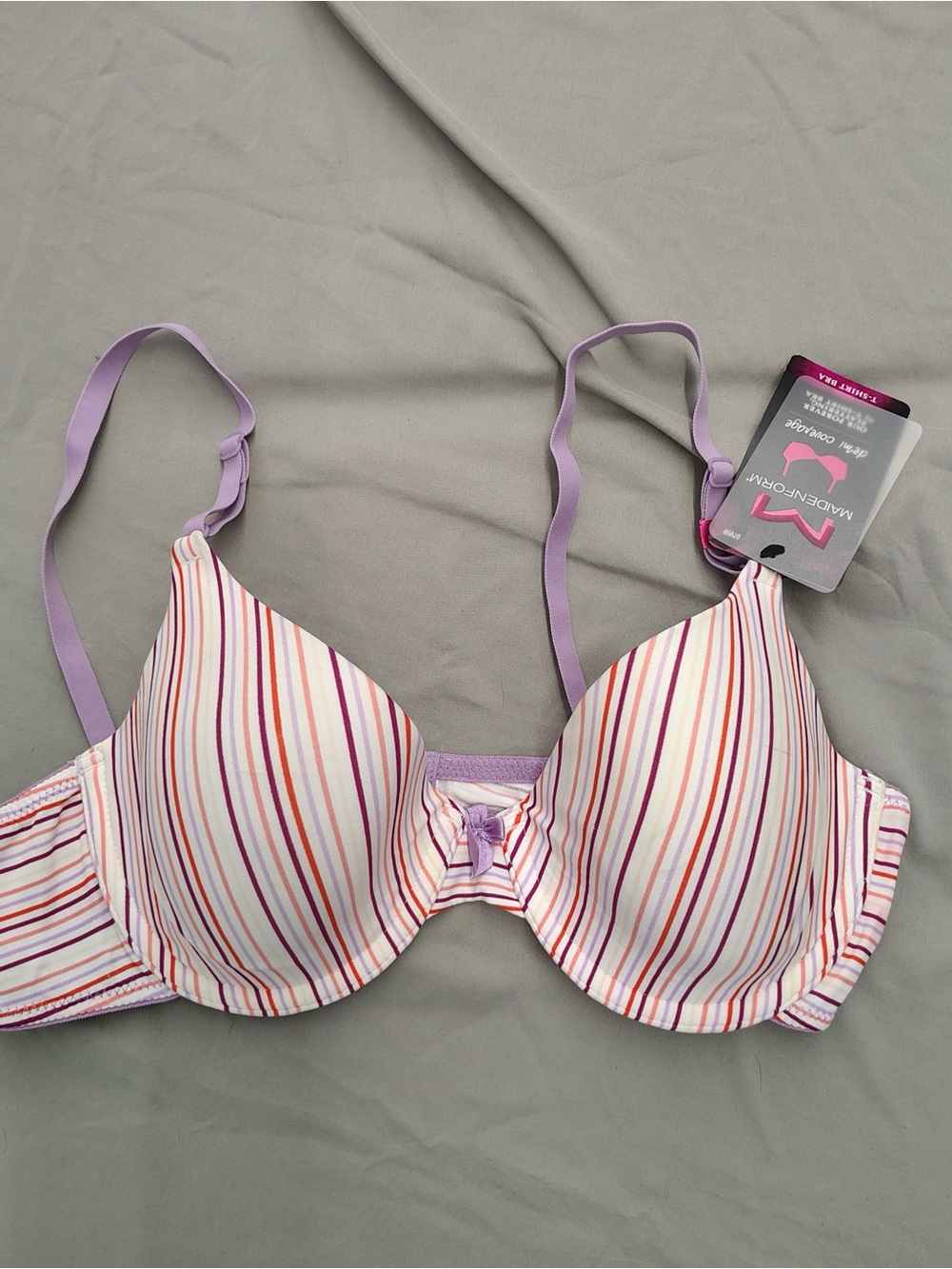 Maidenform Light Purple Striped T-Shirt Bra Women’s Size 36C New with Tags